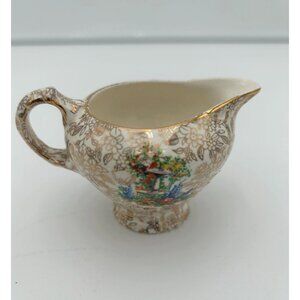 Vintage Empire England Creamer Pitcher Floral Gold Trim Design